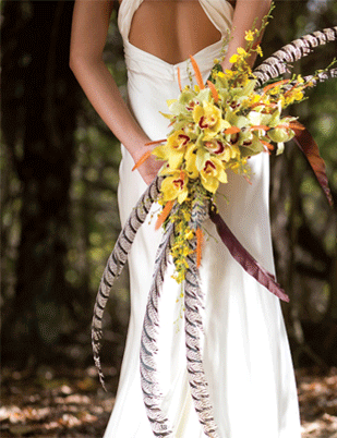ramos novias originales, ramos con plumas